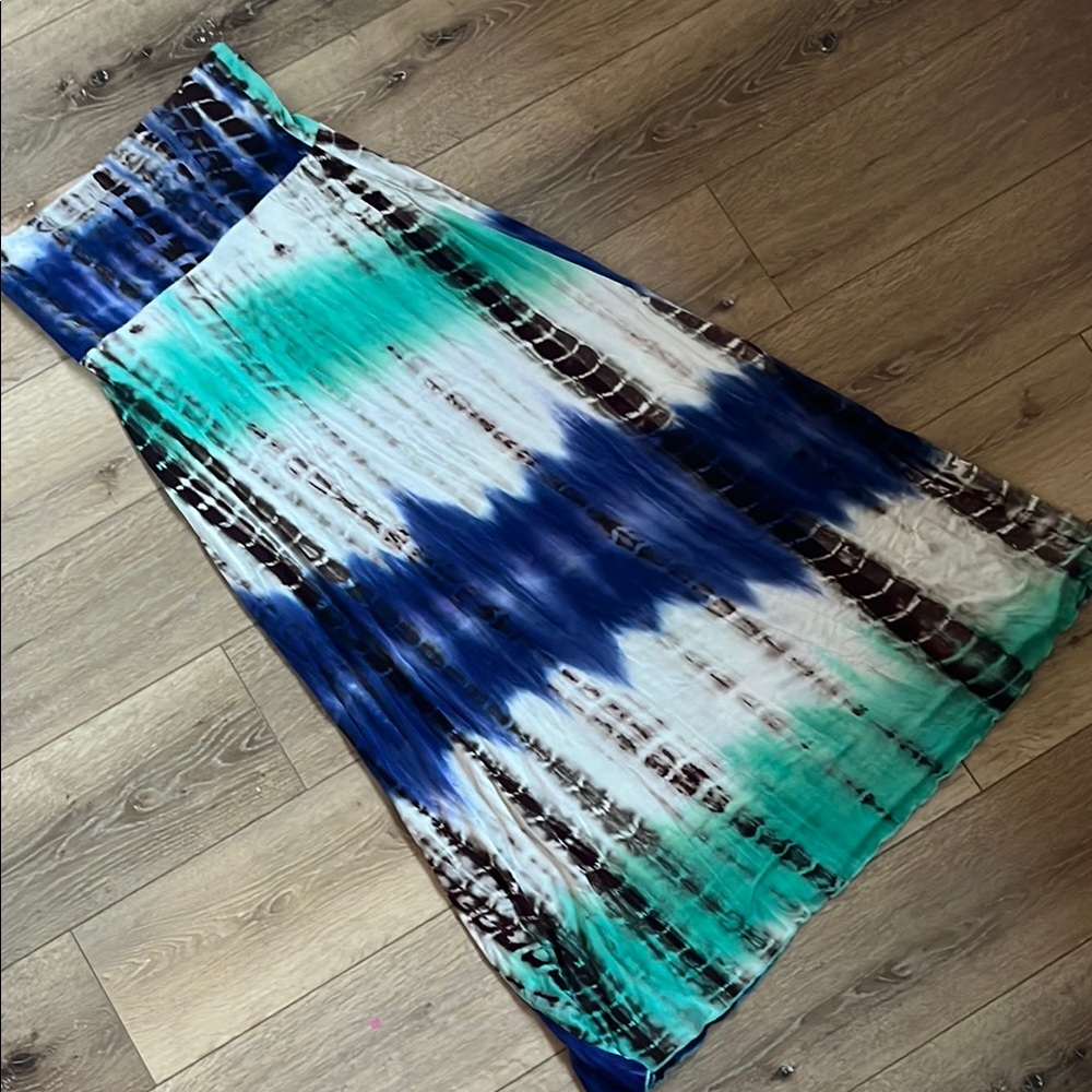 Club Collection Blue and Green Tie-Dye Women's Dress Skirt or Cover up XL
